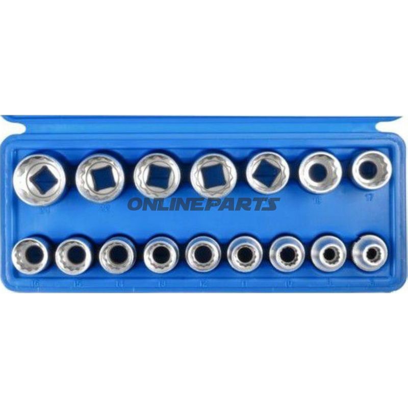Socket Set Bi-Hex 16-Piece1/2” Sw8-24Mm