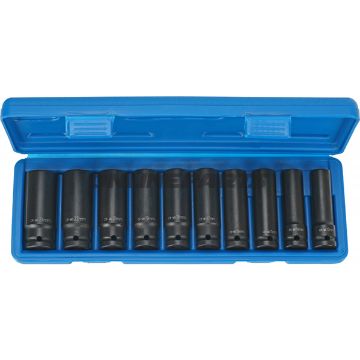 Impact Socket Set Hex 1/2 Inchlong 10 Piece 13-24Mm