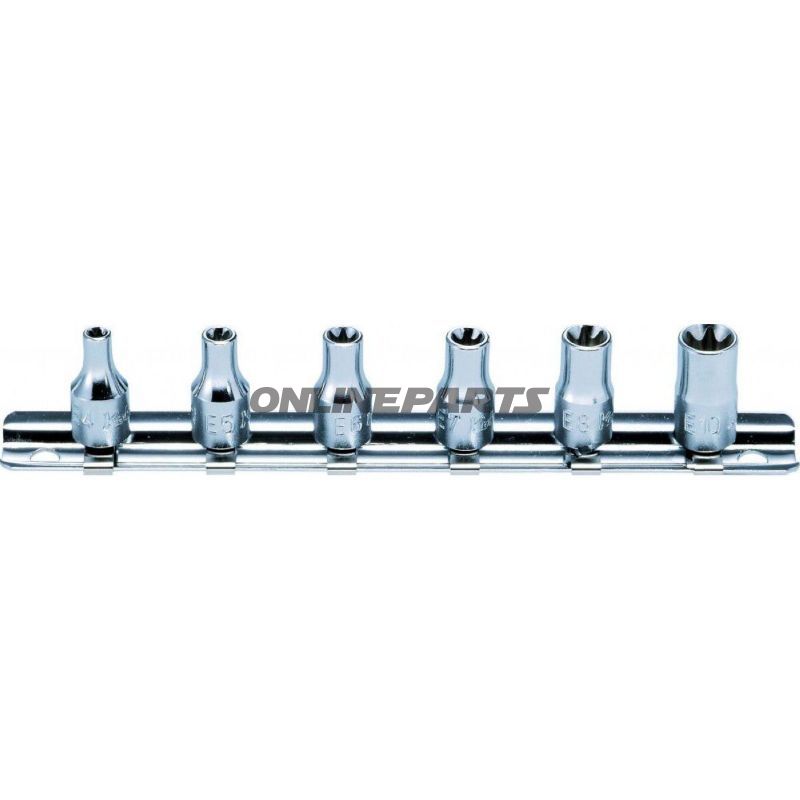 Torx Socket Set 1/4 Drive 6 Piecefor Protruding Torx Bolts