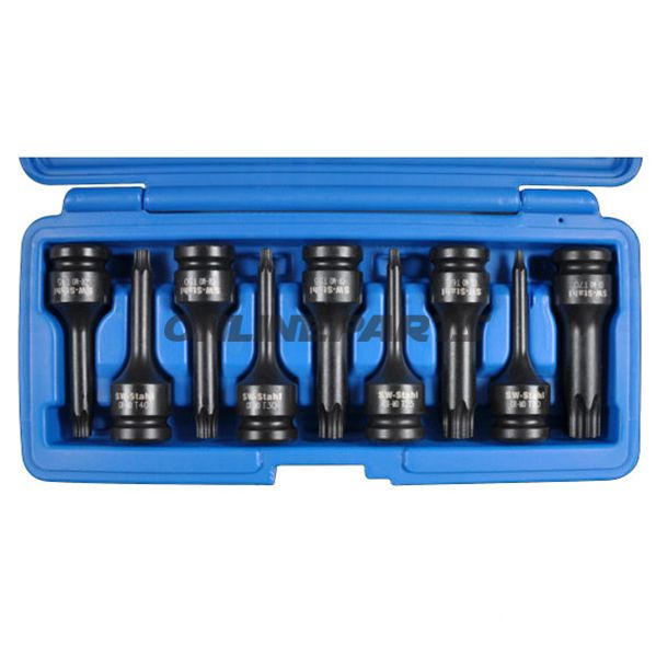 Drver Bit Set Torx 1/2 9 Piece Set75mm Long T20-T70