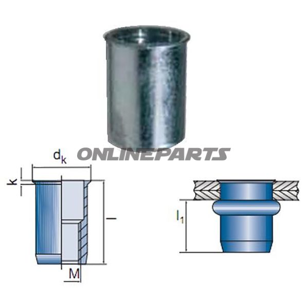 Universal Blind Rivet Nutsm8 - 100 In Pack