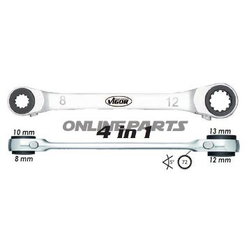Double Ratchet Ring Spanner4 In 1 8/10/12/13Mm