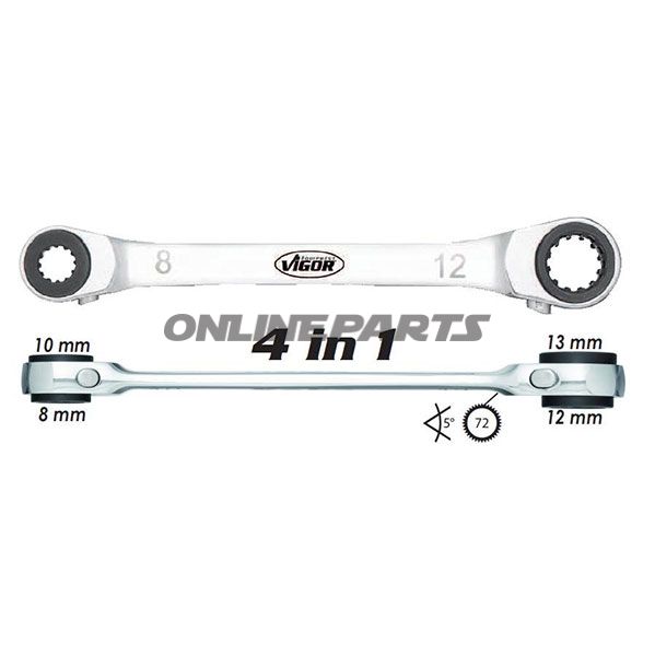 Double Ratchet Ring Spanner4 In 1 8/10/12/13Mm