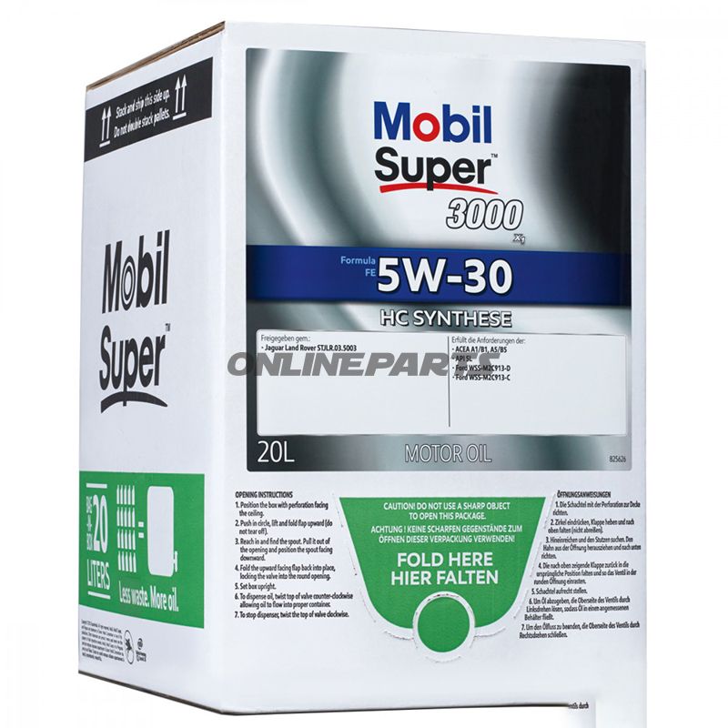 Engine Oil 5W30 20L Mobsup3000x1 For-Fe Bag In Box