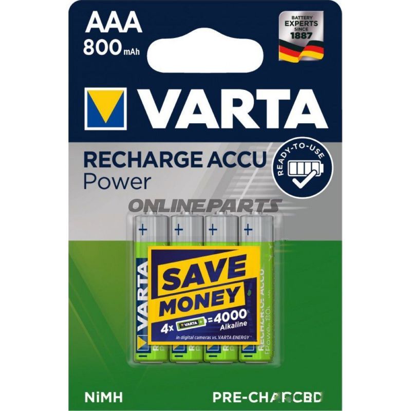 Akku-Gerätebatterie Micro Aaa Varta4er Blister Recharge Accu Power