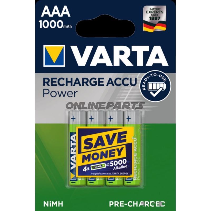 Akku-Gerätebatterie Micro Aaa Varta4er Blister Recharge Accu Power