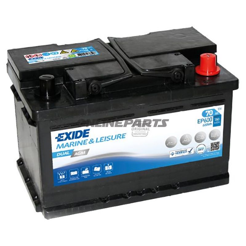 Starter- Und Versorgungsbatterie 12V 70Ah Agm Exidedual Agm