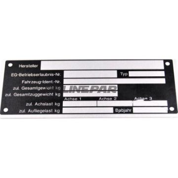 Typenschild For Trailer150 X 50 Mm