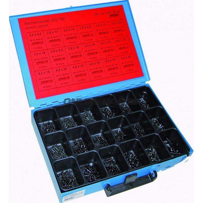 Screw Self-Tap Din7981 720-Piece Kit In Steel Case- Black Galv