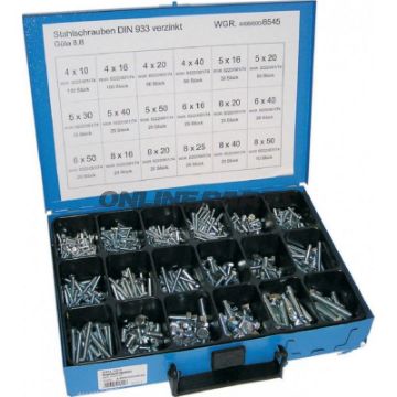 Hex Bolt Assortment M4 M5 M6 M8650-Piece Kit In Steel Case