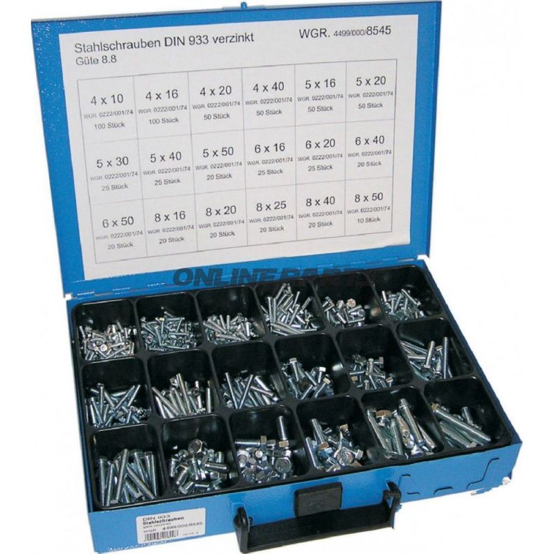 Hex Bolt Assortment M4 M5 M6 M8650-Piece Kit In Steel Case