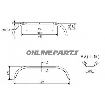 Tandem Rear Fender Galvanisedd2220/12