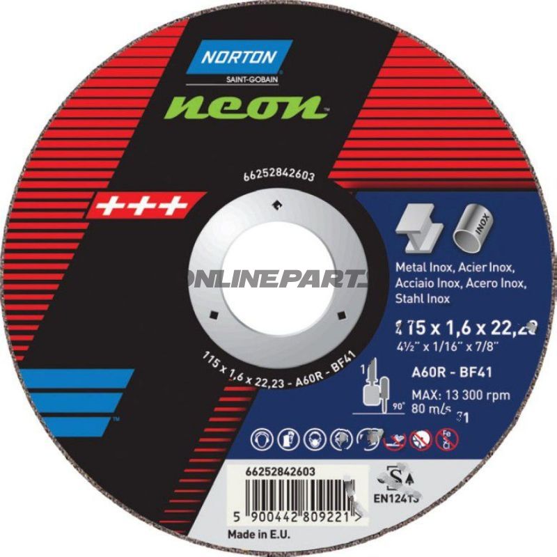 Cutting Disk 125X1.6 Ger Metalnorton Neon A60r Gerade