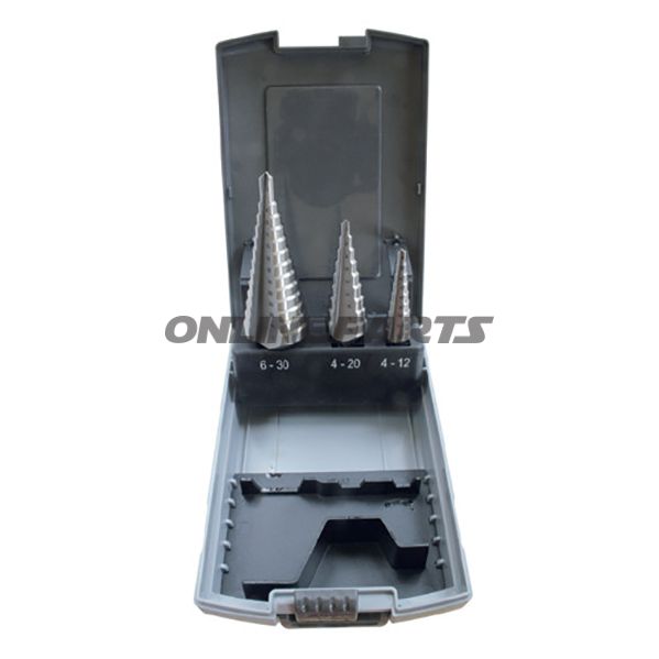 Step Cone Drill Set 3 Piece4-12. 4-20. 4-30 Mm Hss