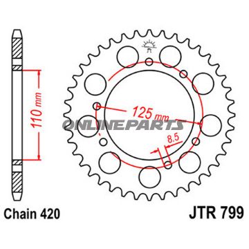 Rear Sprocket 50Tooth Pitch 420Inner Diameter 110 Bolt Spacing 125