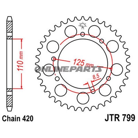 Rear Sprocket 50Tooth Pitch 420Inner Diameter 110 Bolt Spacing 125