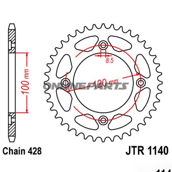 Rear Sprocket 56Tooth Pitch 428Inner Diameter 100 Bolt Spacing 120