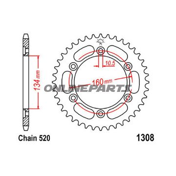 Rear Sprocket 42 Tooth Pitch 520Inner Diameter 134 Bolt Spacing 160