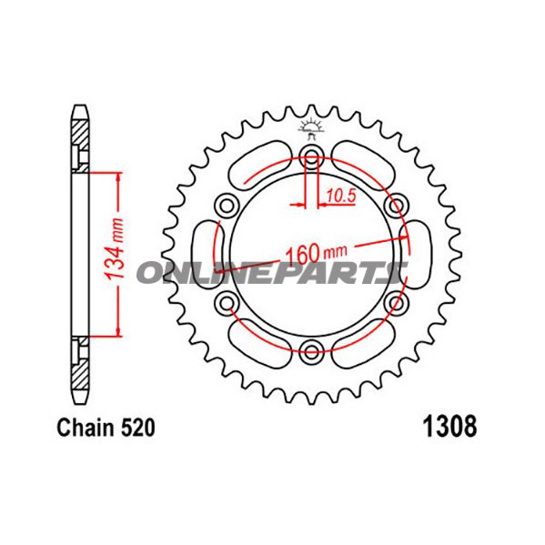 Rear Sprocket 42 Tooth Pitch 520Inner Diameter 134 Bolt Spacing 160