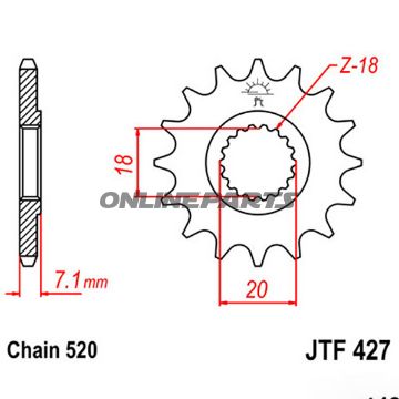 Front Sprocket 14 Tooth Pitch 520Narrow Spline Inner Diameter 18/20