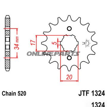 Front Sprocket 12T 520 Pitchlarge Spline 6 Inner Dia 17/20