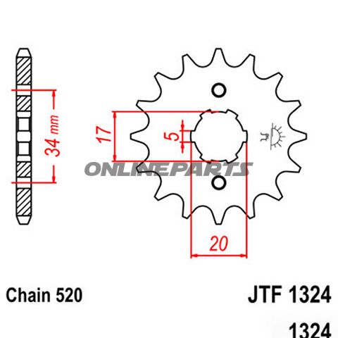 Front Sprocket 12T 520 Pitchlarge Spline 6 Inner Dia 17/20