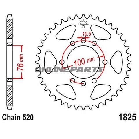Rear Sprocket 46Tooth Pitch 520Inner Diameter 076 Bolt Spacing 100