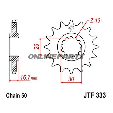 Front Sprocket 14T 530 Pitchfine Spline Inner Dia 26/30