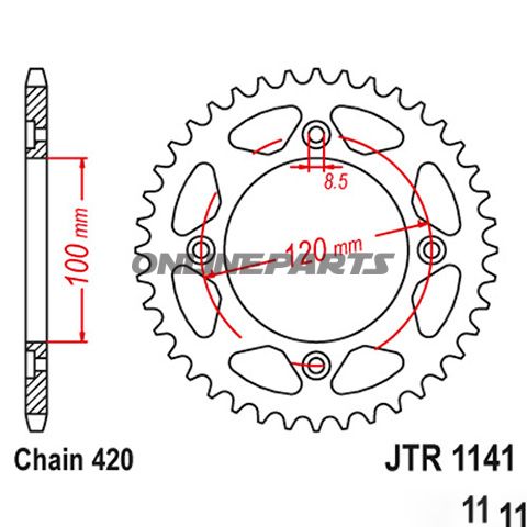 Rear Sprocket 60 Tooth Pitch 420Inner Diameter 100 Bolt Spacing 120
