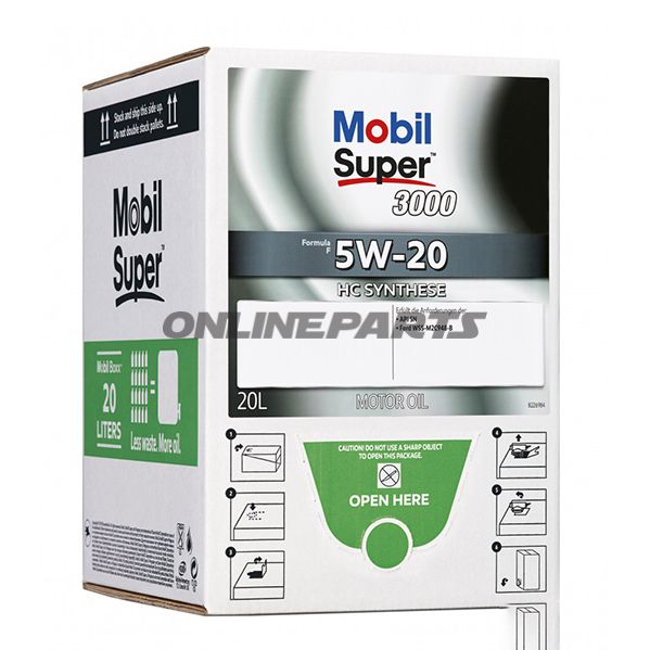 Engine Oil 5W20 Sup 20L Mobincl Drain Tap Bag In Box