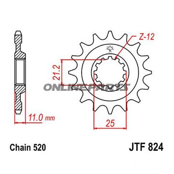 Ritzel 17Z Teilung 520 feinverzahnt Innendurchmesser 21/25