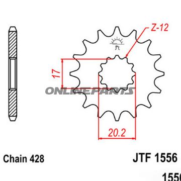 Ritzel 12Z Teilung 428 feinverzahnt Innendurchmesser 17/20.2