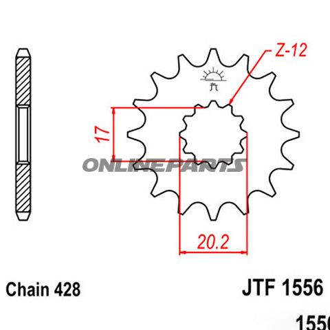 Ritzel 12Z Teilung 428 feinverzahnt Innendurchmesser 17/20.2