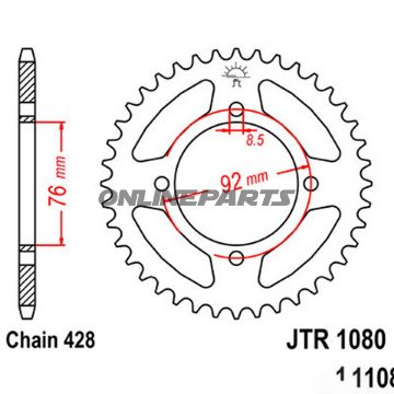 Kettenrad 39Z Teilung 428 Innendurchmesser 076 Lochkreis 092