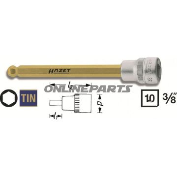 Innensechskant-Stecknuss 3/8 6MM Länge 116MM mit Kugelkopf