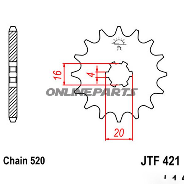 Ritzel 11Z Teilung 520 grobverzahnt 6 Innendurchmesser 16/20