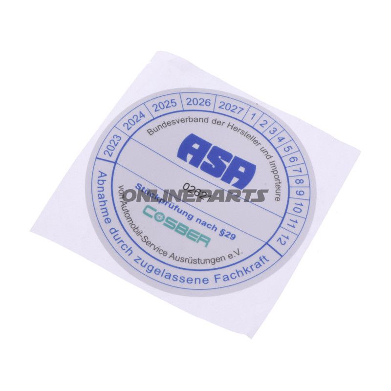 PRUEFPLAKETTE COSBER til bremseteststand