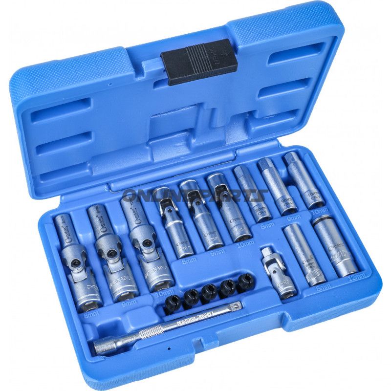 Stiknøglesæt Glødepærer 18 dele 1/4Z 3/8Z