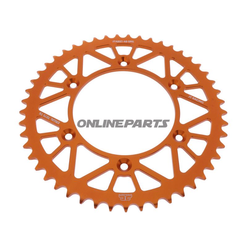 Bagtandhjul Aluminium 49 tænder 520 orange JT indre diameter 125 hulcirkkel 150