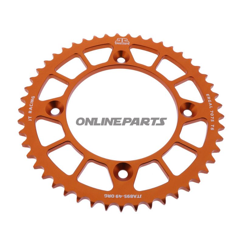 Aluminium Tandhjul 49Z tænder 428 orange JT indvendig diameter 110 hulcirkkel 132