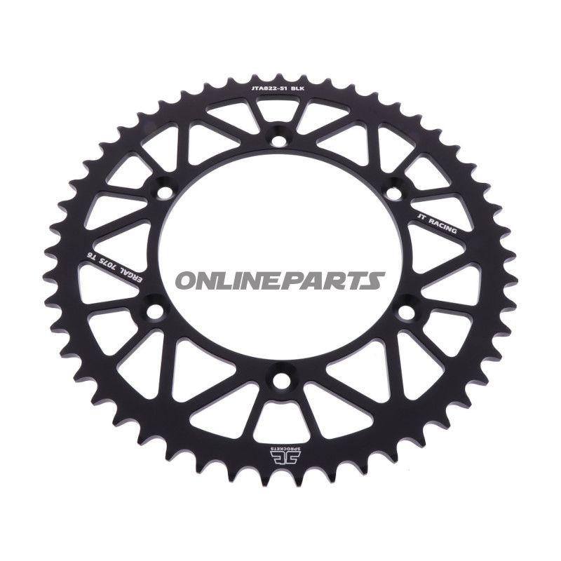 Aluminium Tandhjul 51Z tænder 520 sort JT indvendig diameter 136 hulcirkkel 156
