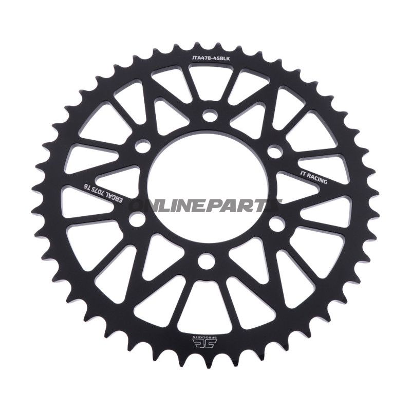Bagtandhjul Aluminium 45 tænder 520 sort JT indre diameter 080 hulmønster 104