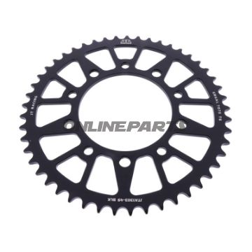 Bagtandhjul Aluminium 49 tænder 520 sort JT indvendig diameter 112 hulcirkel 138