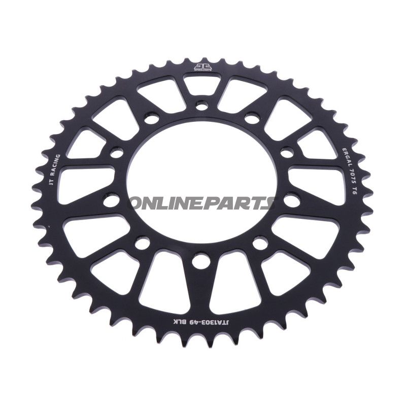 Bagtandhjul Aluminium 49 tænder 520 sort JT indvendig diameter 112 hulcirkel 138