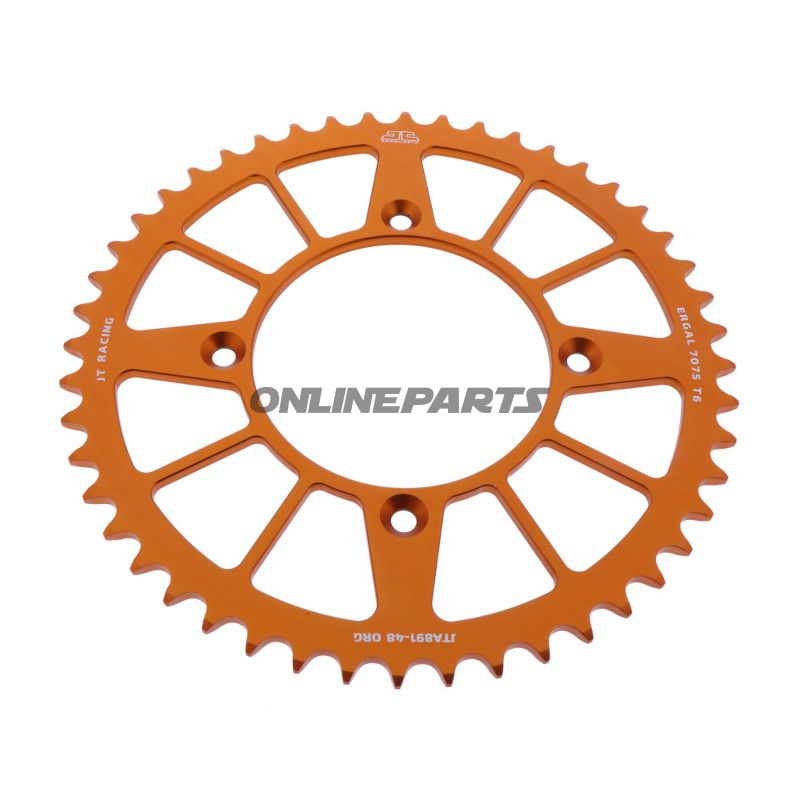 Aluminium Tandhjul 48Z tænder 520 orange JT indre diameter 110 hul cirkel 135