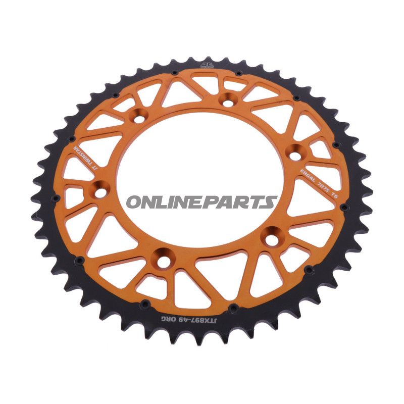 Kæderhjul Twinstar 49Z Deling 520 orange JT Indre diameter 125 Hulmønster 150