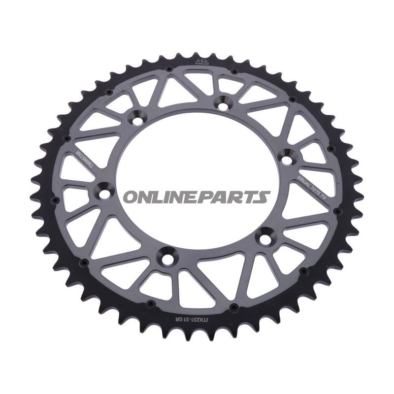 Kæderhjul Twinstar 51Z dele 520 grå JT indre diameter 130 hulcirkkel 150