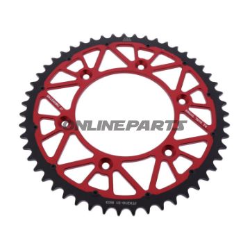 Tandhjul Twinstar 51Z tænder 520 rød JT Indre diameter 125 Hulmønster 153