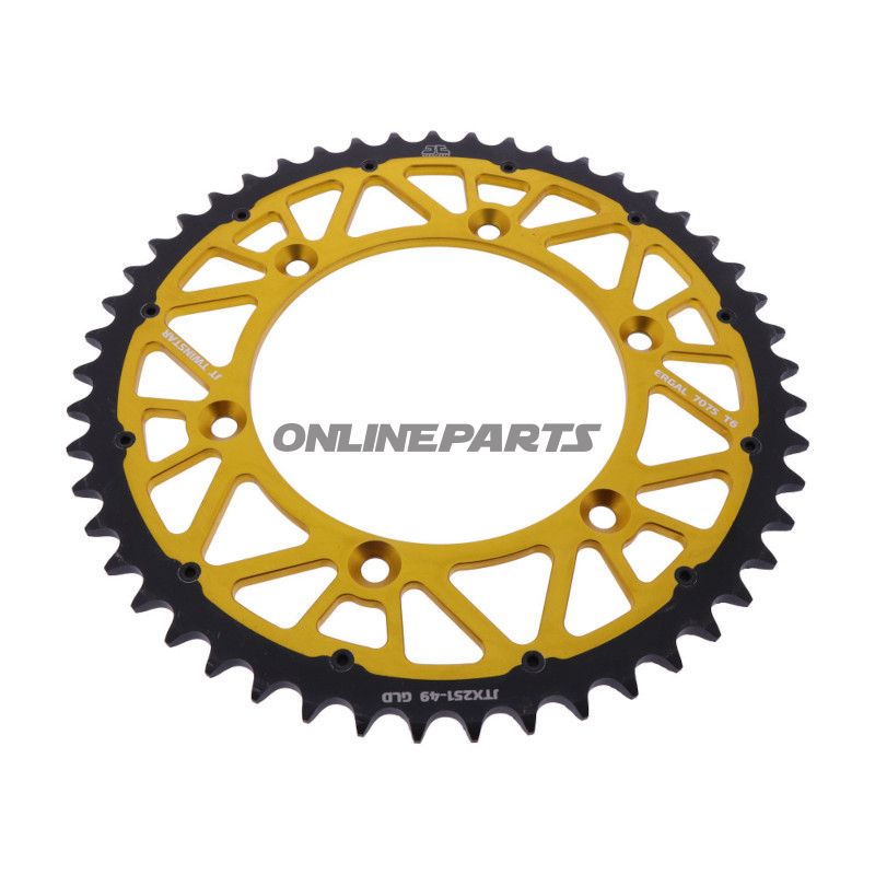 Kæderhjul Twinstar 49Z Deling 520 guld JT Indre diameter 130 Hulmønster 150