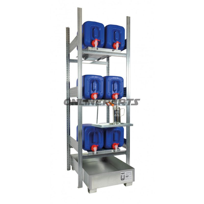 KANISTERREGAL til 6X20 liter med opsamlingsbakke